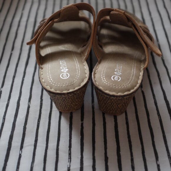 COPY - Patritzia By Spring Step Brown Tan Braided Wedge Sandal size 6 - Picture 4 of 11